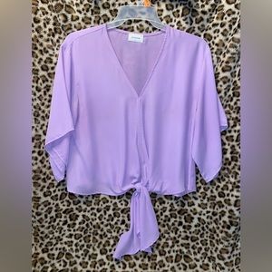 Lavender Crop Tie Blouse by Adrienne